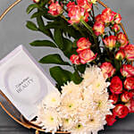 Mixed Flowers And Calvin Klein Perfume Metal Frame