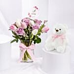 MomS Elegant Flower Vase N Teddy Bear