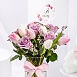 MomS Elegant Flower Vase N Teddy Bear