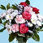 New Year Chocolate Cake N Colorful Flower Vase