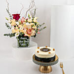 New Year Wishes Flower N Cake Combo