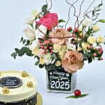 New Year Wishes Flower N Cake Combo