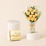 Nice Peach Flower Bouquet With Godiva Gold Ballotin Box