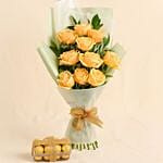 Nice Peach Roses Bouquet Combo