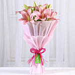 Pink Asiatic Lilies & Cappuccino Cake 8 Portions