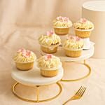 Pink Beauty Cupcake Set 6 Pieces Vanilla