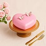 Pink Bliss Vase N Heart Shape Cake