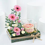 Pink Blush Flower and Cake Tray