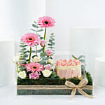 Pink Blush Flower and Cake Tray