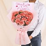 Pink Carnation Flower Bouquet For Mom