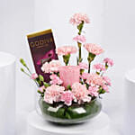 Pink Carnations With Godiva Chocolate n Candle