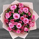 Pink Roses With Carnations Bouquet