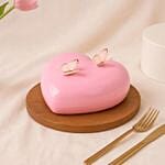 Pink Tulip Vase N Heart Shape Cake