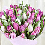 Pink White Tulips Bunch