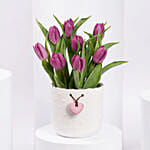 Purple Tulip Exquisite White Vase