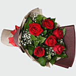 Red Rose Bouquet And Personalised Cushion