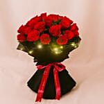 Red Rose Elegance Led Wrapping Bouquet