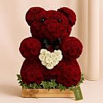 Red Rose Teddy With White Heart