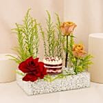 Red Velvet Mini Cake N Rose Acrylic Tray