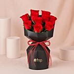 Romantic Red Rose Bouquet Black Sleeve