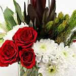 Roses & Chrysanthemums Glass Vase Arrangement