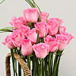 Roses & Lilies In Cane Basket