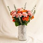 Roses N Carnations Silver Vase