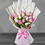 Serene Mixed Roses Beautifully Tied Bouquet