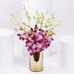 Stunning Purple Orchid In Gold Vase