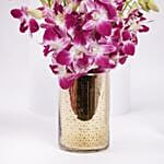 Stunning Purple Orchid In Gold Vase