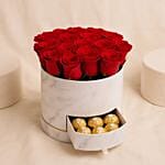 Stunning Red Roses N Ferrero Rocher Box