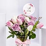 Tulip N Rose Elegant Vase For Mom