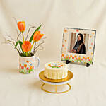 Tulips Beauty Mini Cake N Photo Frame Combo
