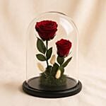 Two Red Forever Roses Dome