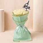 White Roses Flower Bouquet For Eid