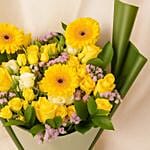 Yellow Roses In A Green Wrapper An Elegant Bouquet For Eid Al Adha