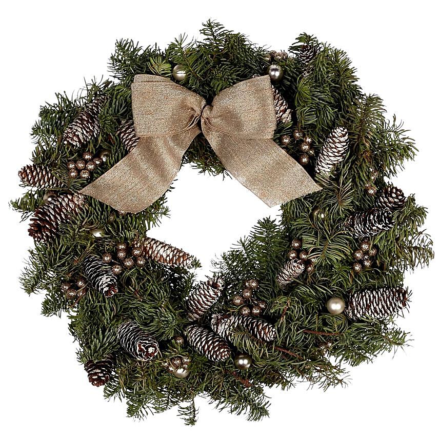 Bow Christmas Theme Wreath 25 Cms