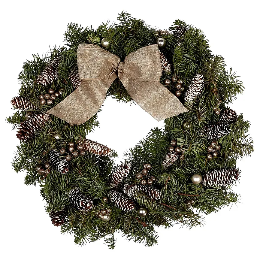 Bow Christmas Theme Wreath 25 Cms