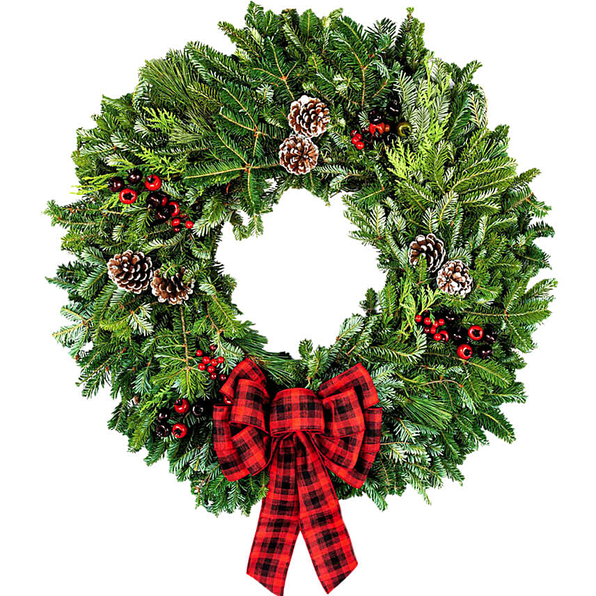 Bow Christmas Wreath 25 Cms