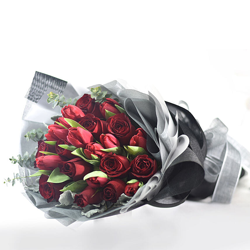 Gracefully Yours Roses Tulips Bouquet