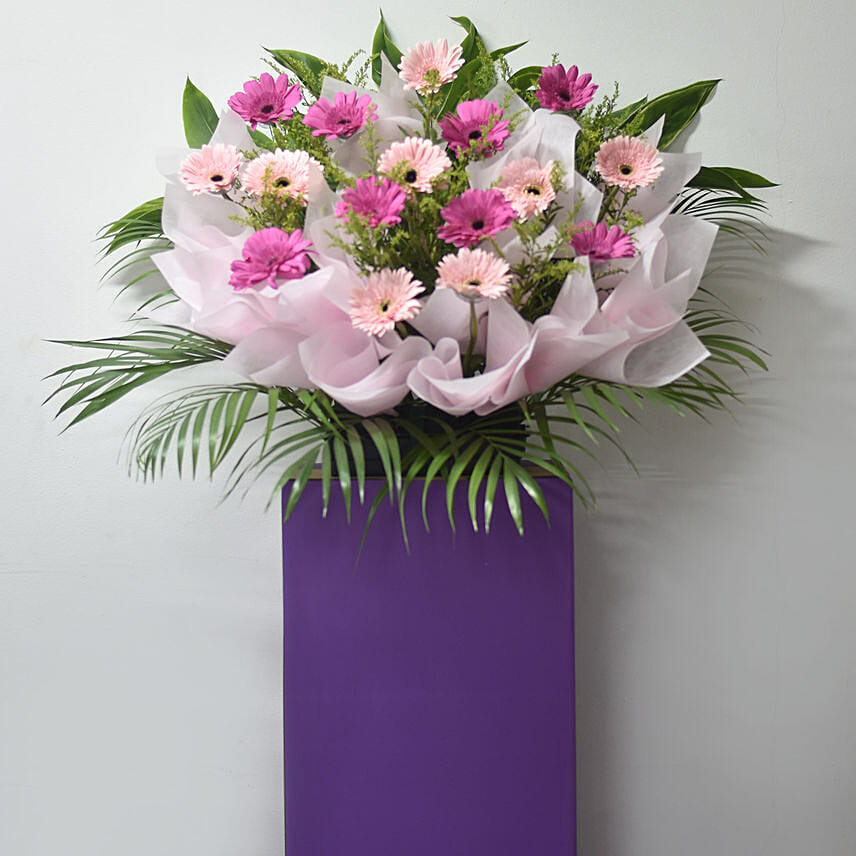 Light N Dark Pink Gerberas Flower Stand