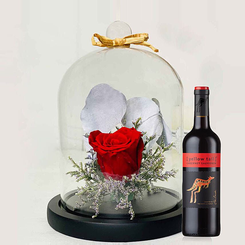 Lovely Red Forever Rose With Tesco Rosso Wine