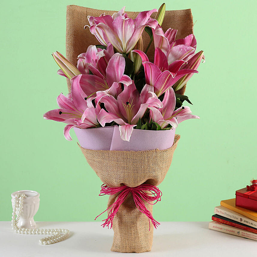 Oriental Pink Lilies Bunch