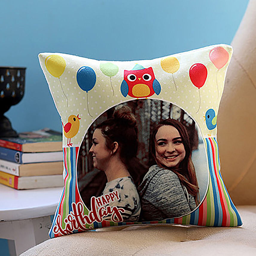 Personalised Colourful Balloons Birthday Cushion