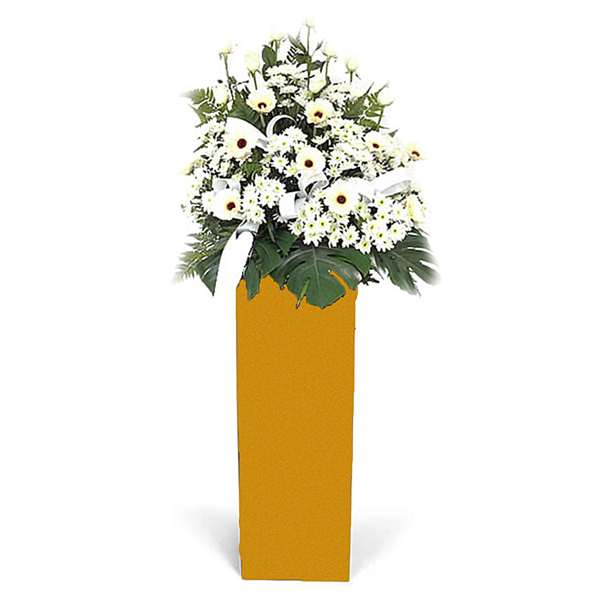 Serene Mixed Flowers Brown Stand Arrangement