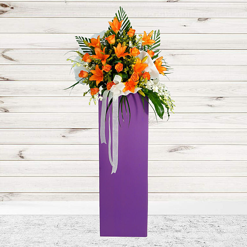 Vibrant Mixed Flowers Cardboard Stand