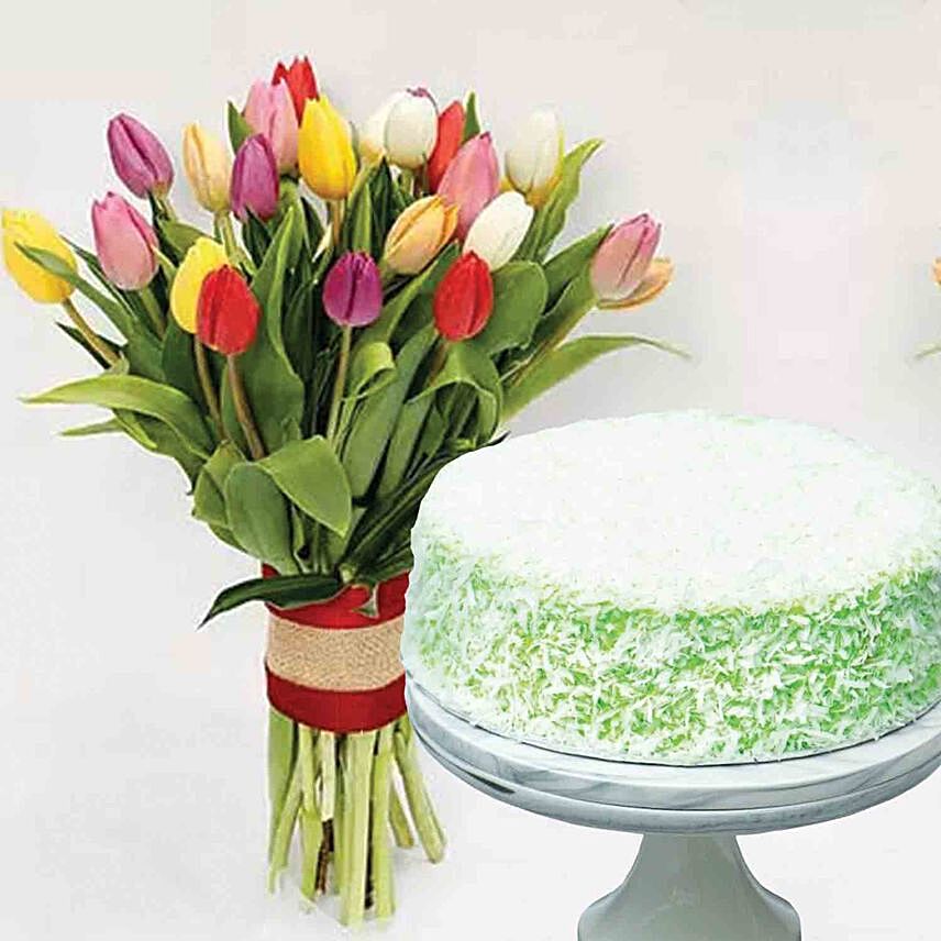 Vibrant Tulips Bunch Ondeh Ondeh Cake