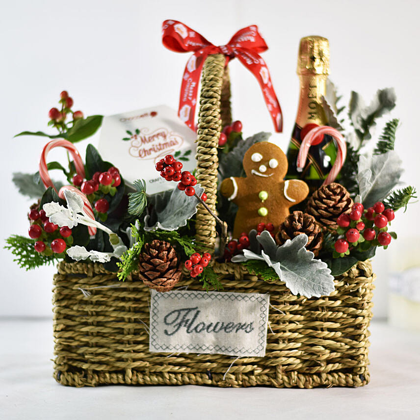 Xmas Special Chocolates Champagne Basket