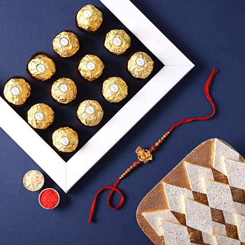 Sneh Antique Rakhi With Kaju Katli & Ferrero Rocher