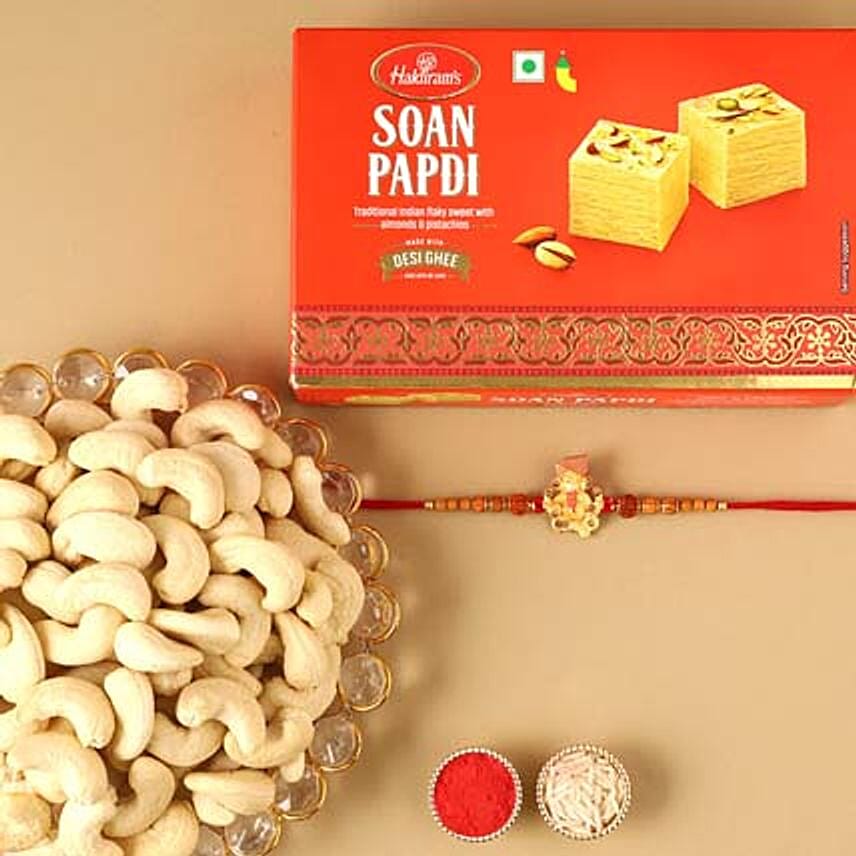 Sneh Antique Rakhi With Soan Papdi & Cashews